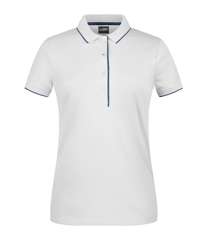 Ladies' Polo Stripe - Wit/navy (ca. Pantone white
296C)