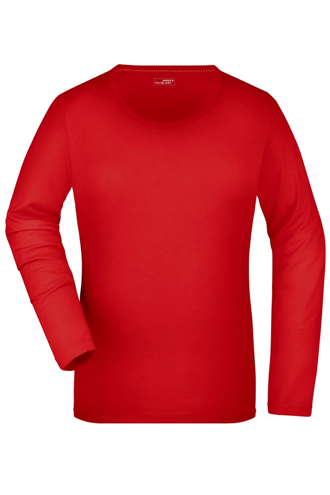 Ladies' Stretch Shirt Long-Sleeved - Rood (ca. Pantone 200C)