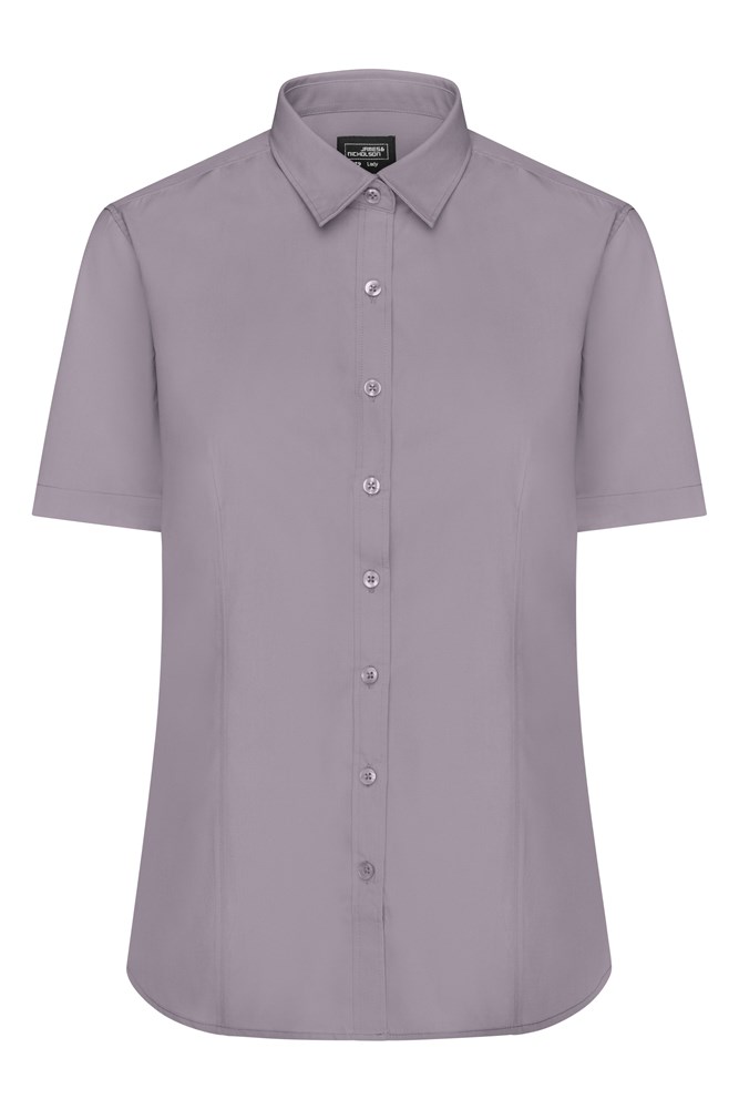 Ladies' Shirt Short-Sleeved Poplin - Staal (ca. Pantone 423U)