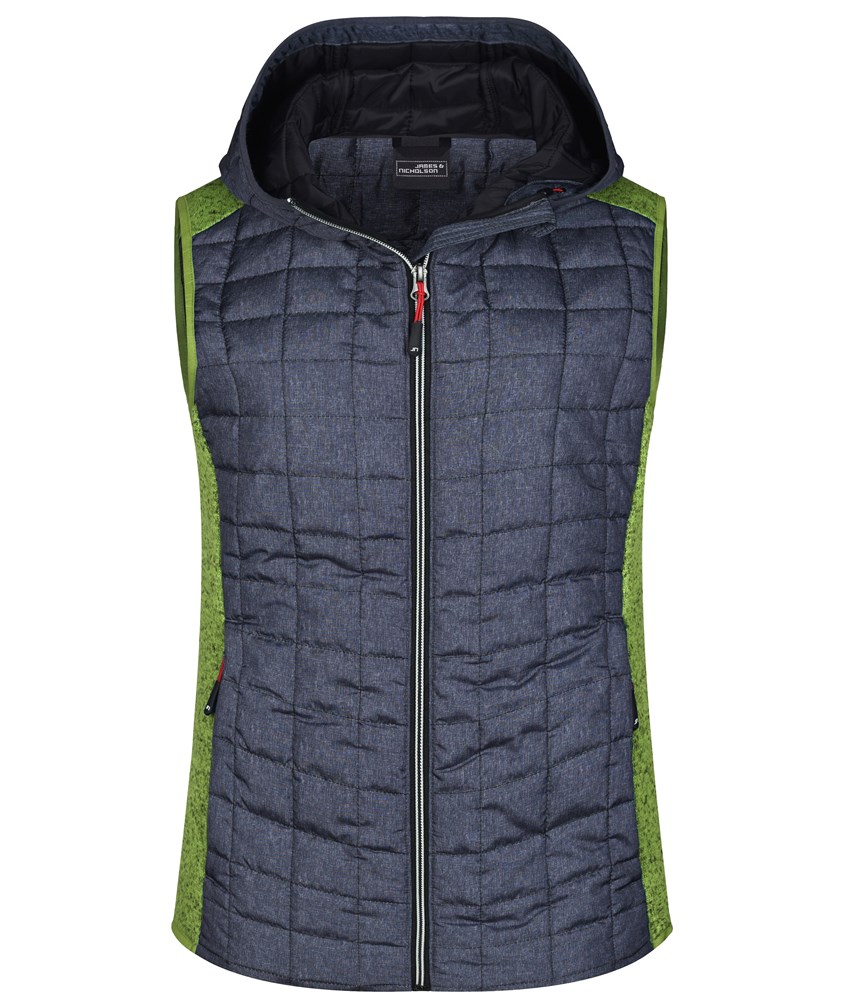 Ladies' Knitted Hybrid Vest - Kiwi-melange/antraciet-melange (ca. Pantone 377C
432C)