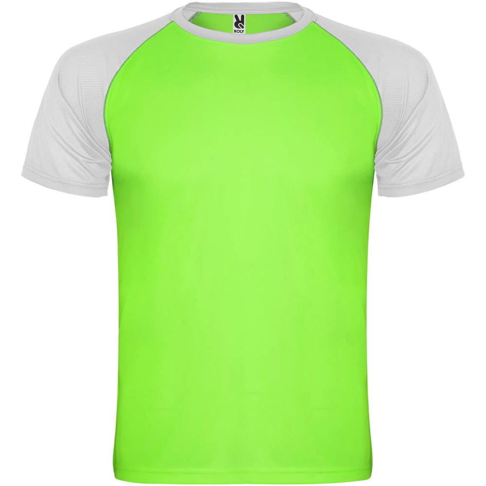 Indianapolis sportshirt met korte mouwen voor kinderen - Fluor groen, Wit