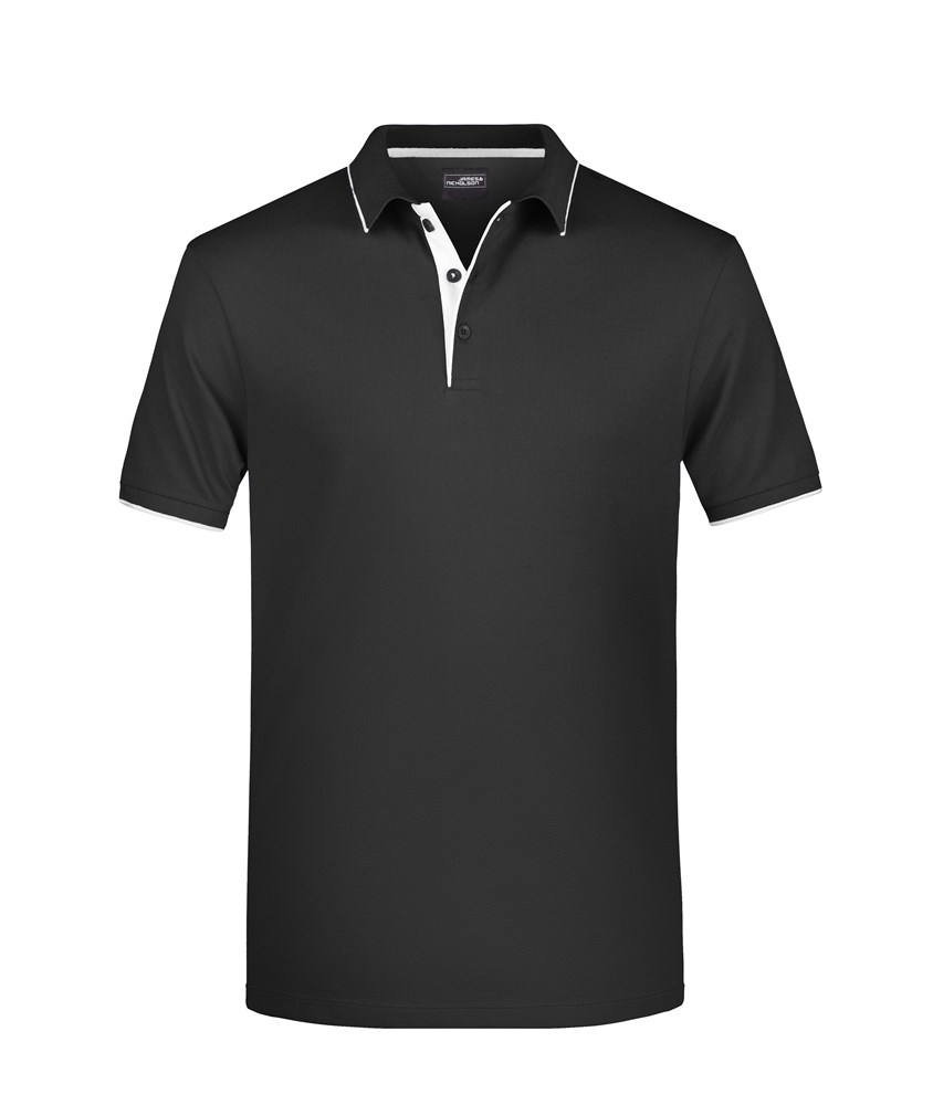 Men's Polo Stripe - Zwart/zilver (ca. Pantone blackC
427U)