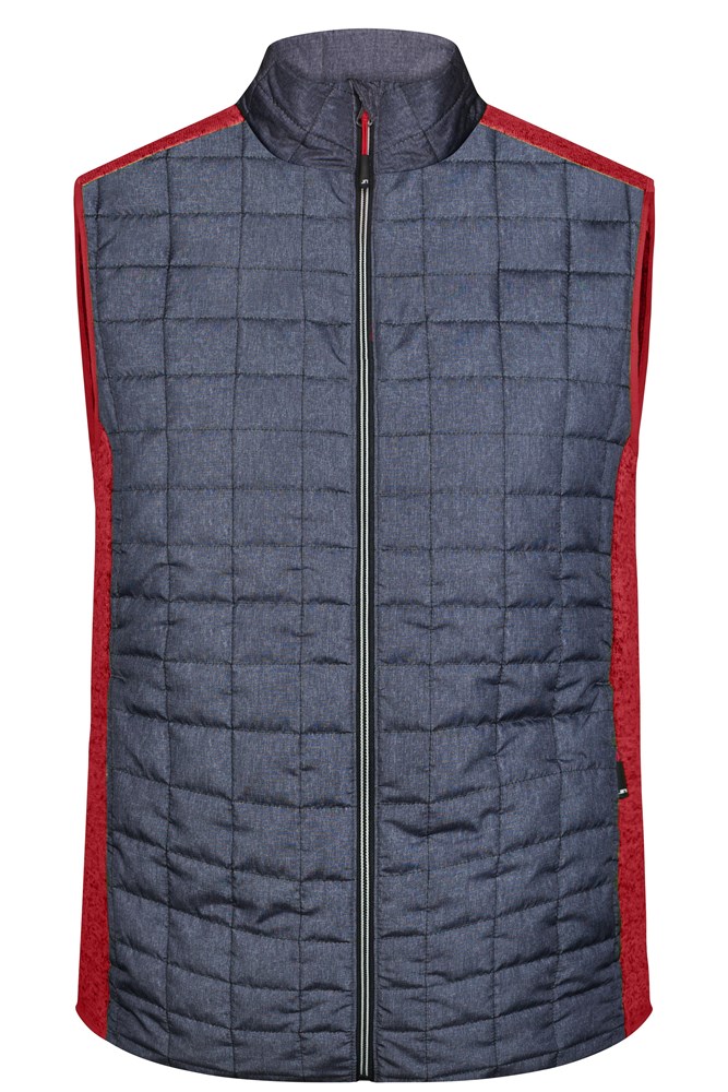 Men's Knitted Hybrid Vest - Rood-melange/antraciet-melange (ca. Pantone 180C
432C)