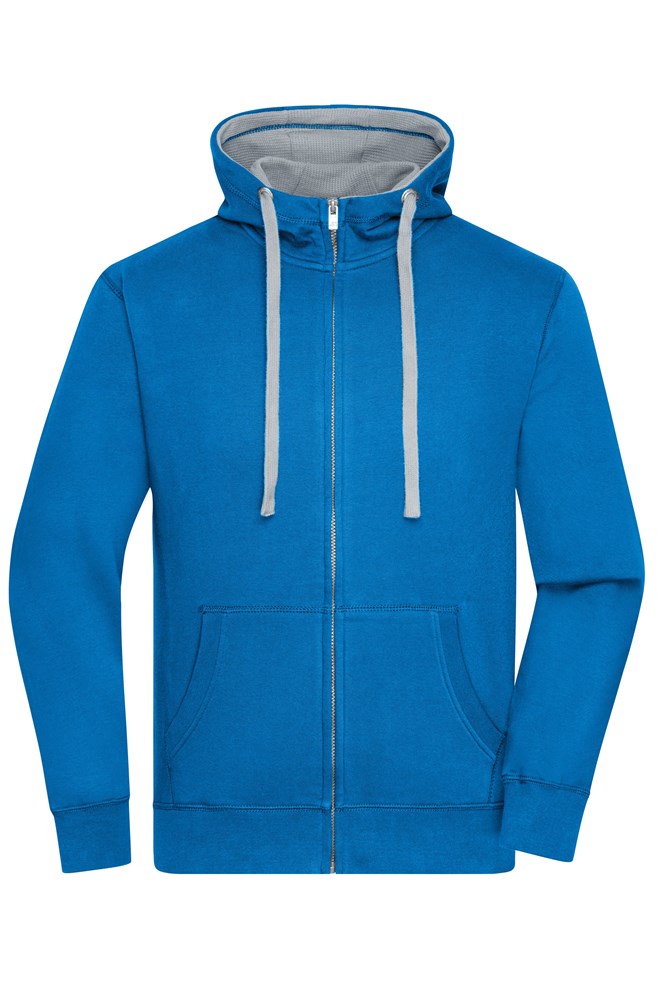 Men's Lifestyle Zip-Hoody - Kobalt/heather grijs (ca. Pantone 2925U
421U)
