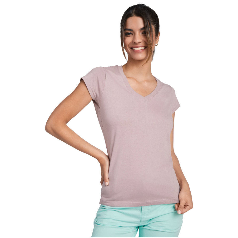 Victoria 155 g/m² damesshirt met V-hals en korte mouwen
